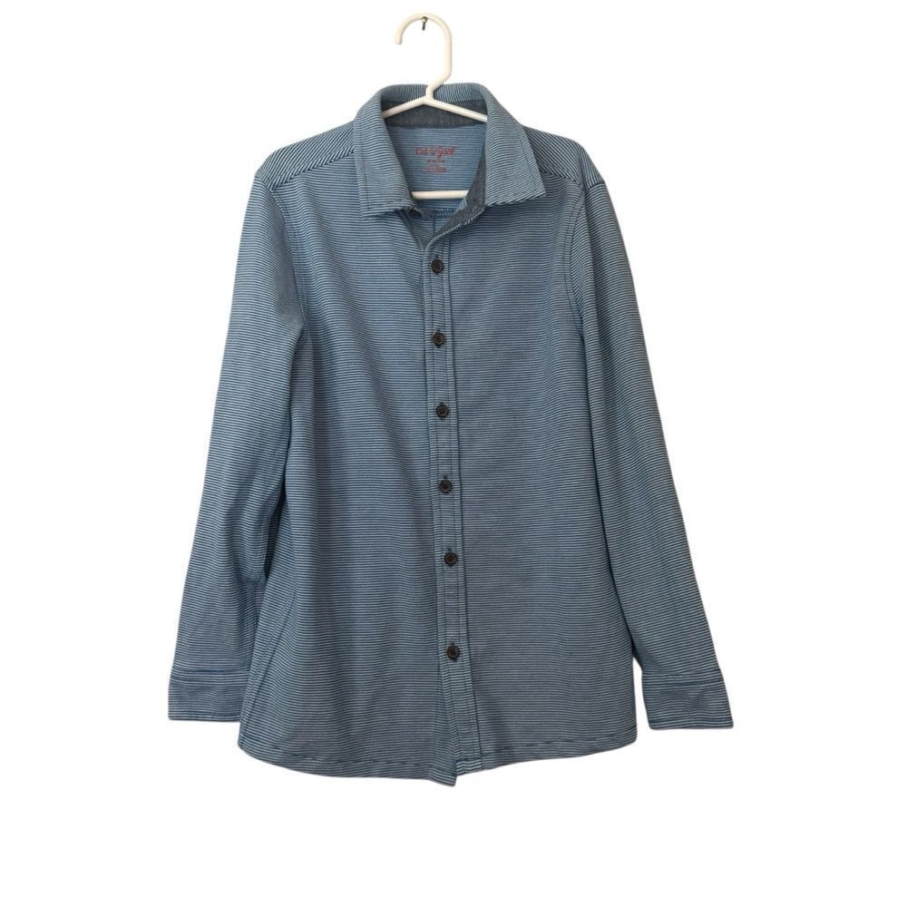 Cat & Jack Blue Striped Long Sleeve Button Down Collared Shirt